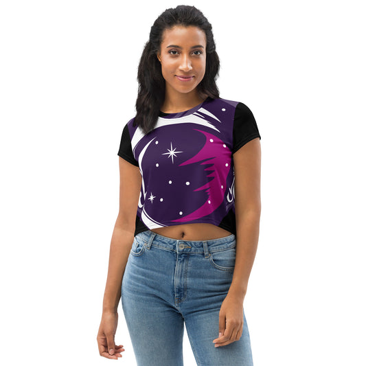 Space All-Over Print Cropped Top Tee