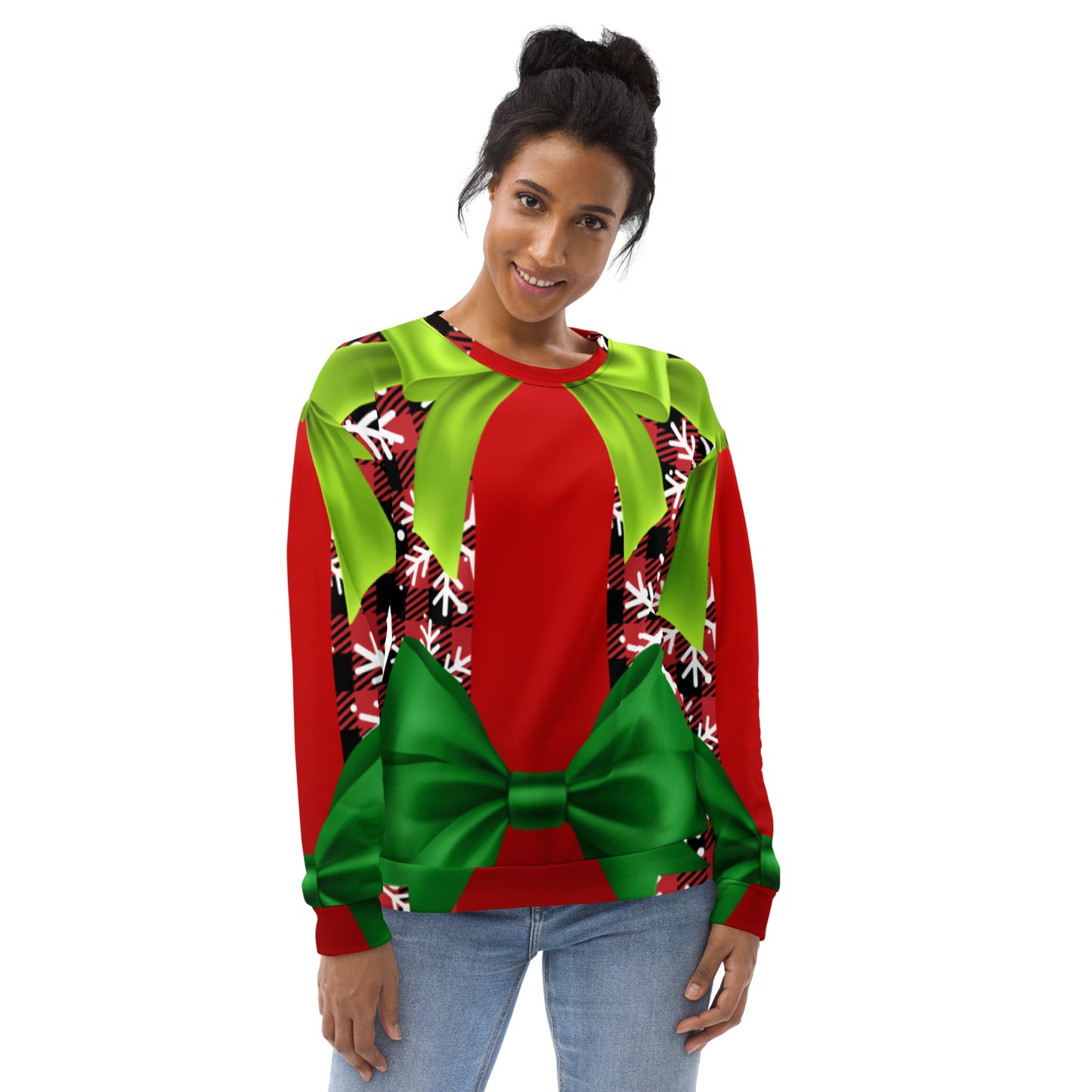 "Wrapped with a Bow" Holiday Ugly Sweater (Red)
