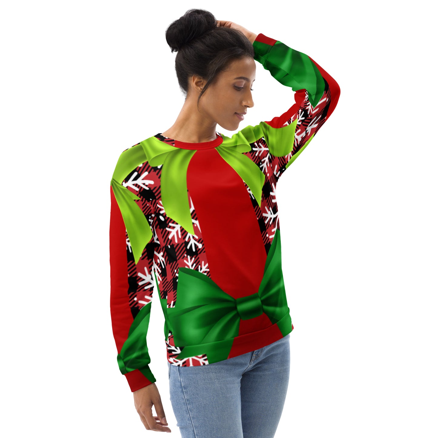 "Wrapped with a Bow" Holiday Ugly Sweater (Red)