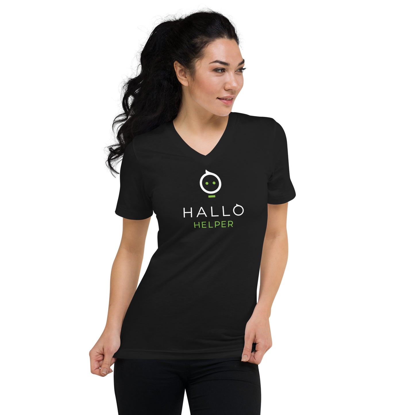 Hallo Helper Brand: Unisex Short Sleeve V-Neck T-Shirt